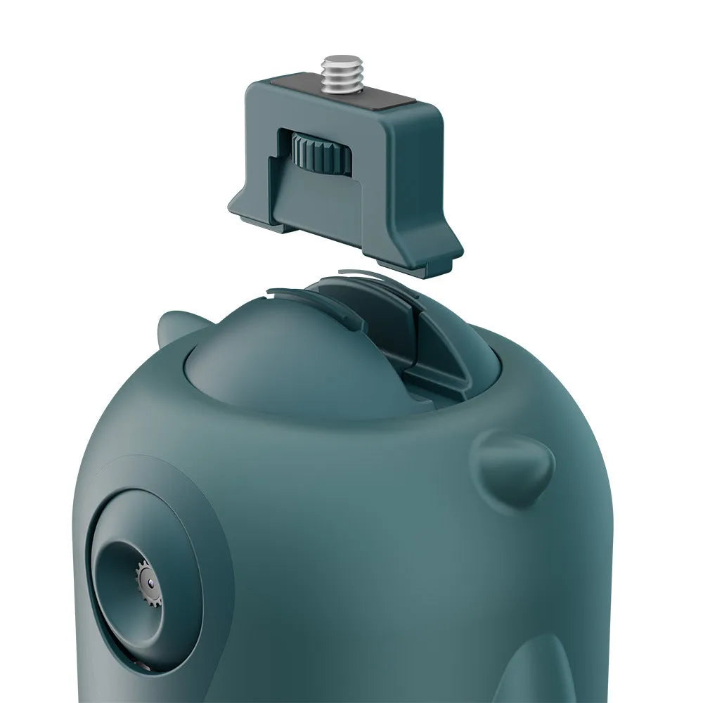 Dark green intelligent gimbal with 360 rotation and AI face recognition for camera tracking