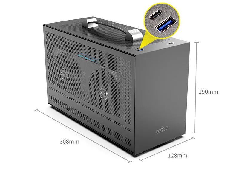 Hummingbird PRO ITX desktop computer chassis in titanium grey or white colour options