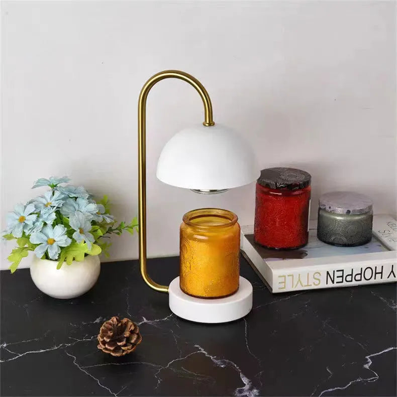 Solid wood aromatherapy wax melting lamp with knob dimming on bedside table