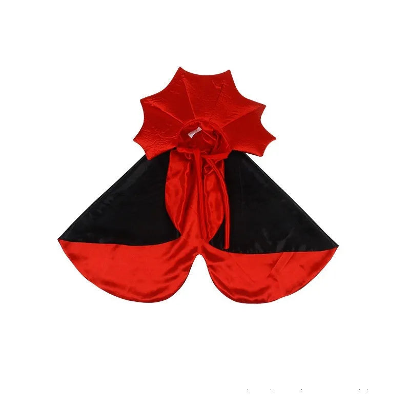 Black and red Halloween pet costume for small cats and dogs made from polyester fabric