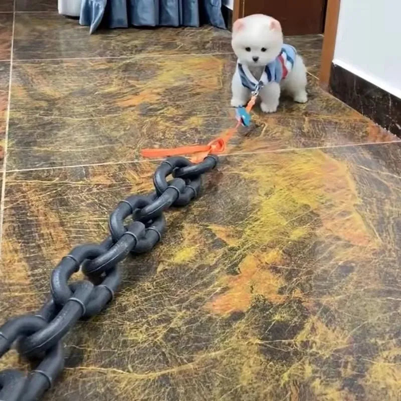 PP plastic dog walking leash with simulated chain design in bronze colour