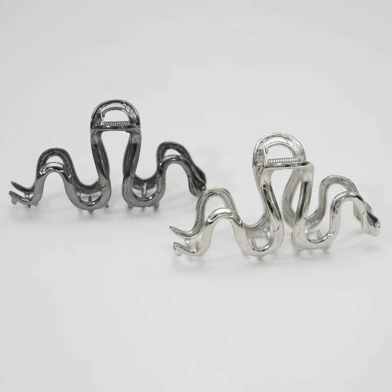Slytherin serpentine metal hair barrette 10.5cm in silver with electroplated finish