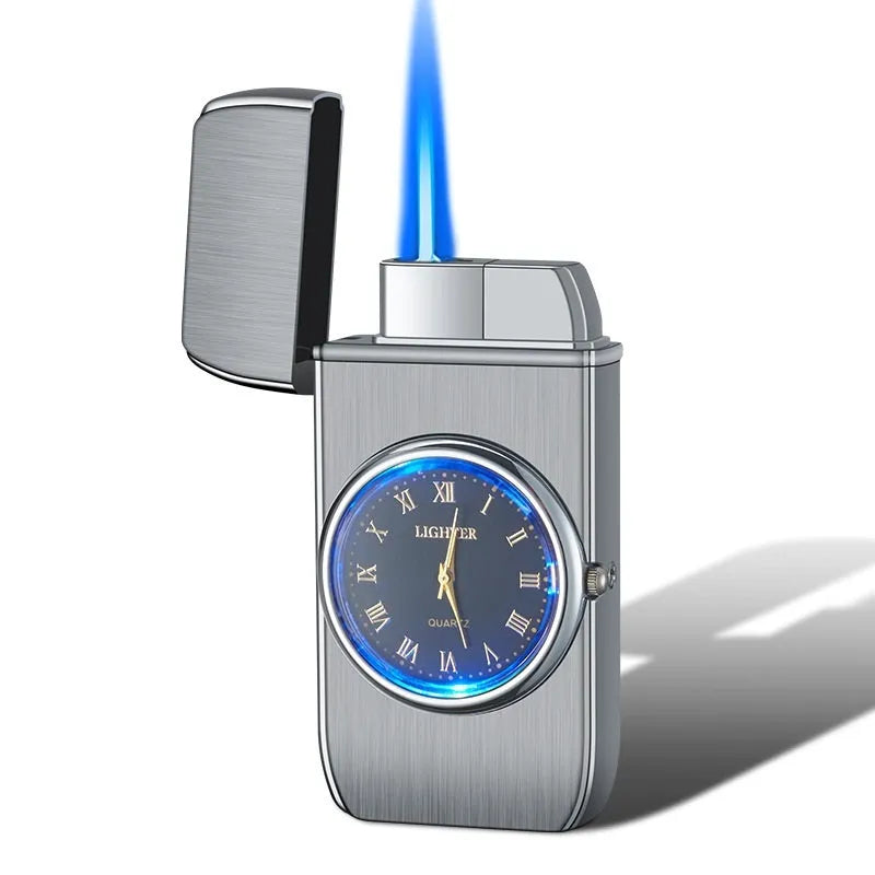 Multifunctional electronic watch lighter with LED flash in metal housing