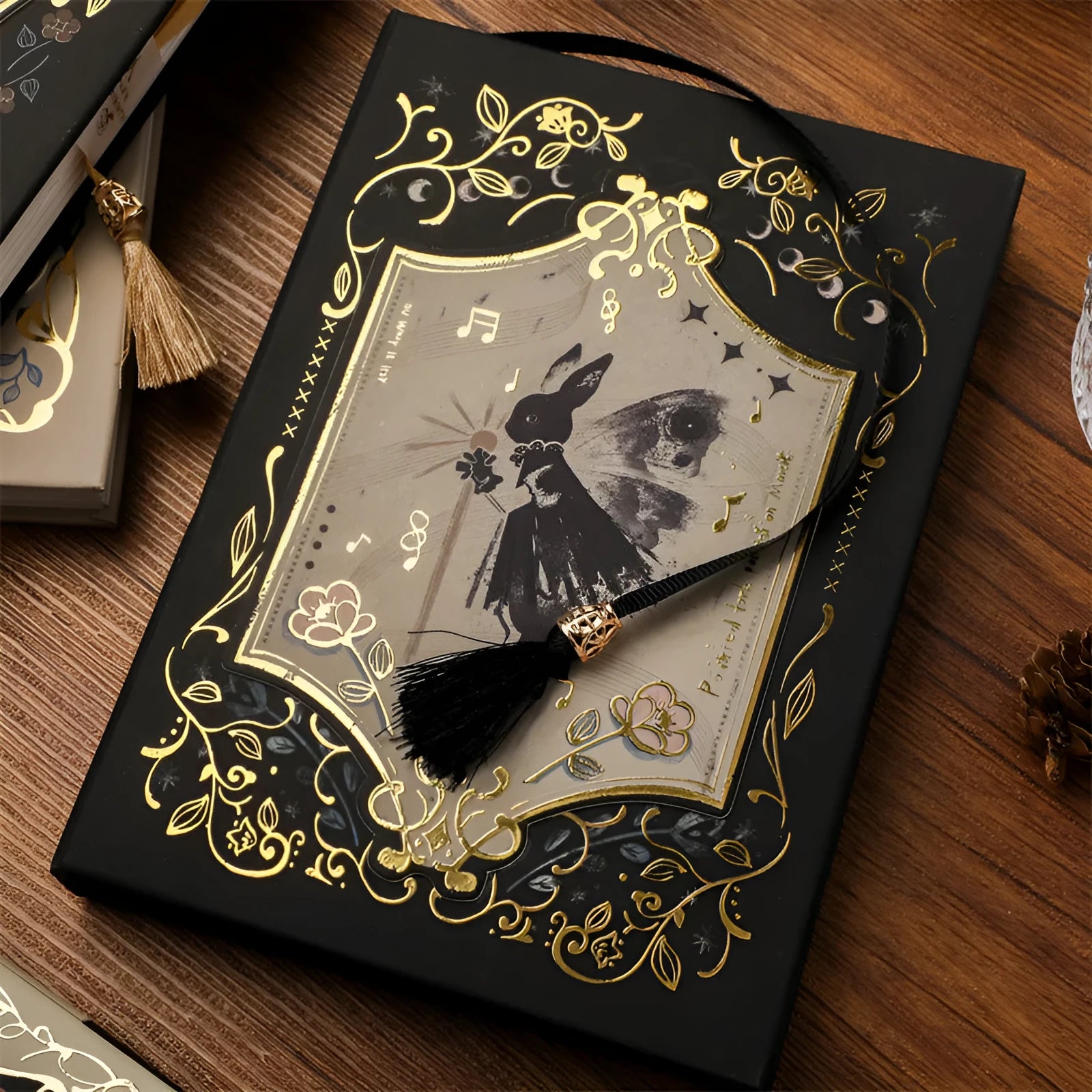 Retro gothic style A5 notebook with artistic cover designs and wood pulp paper