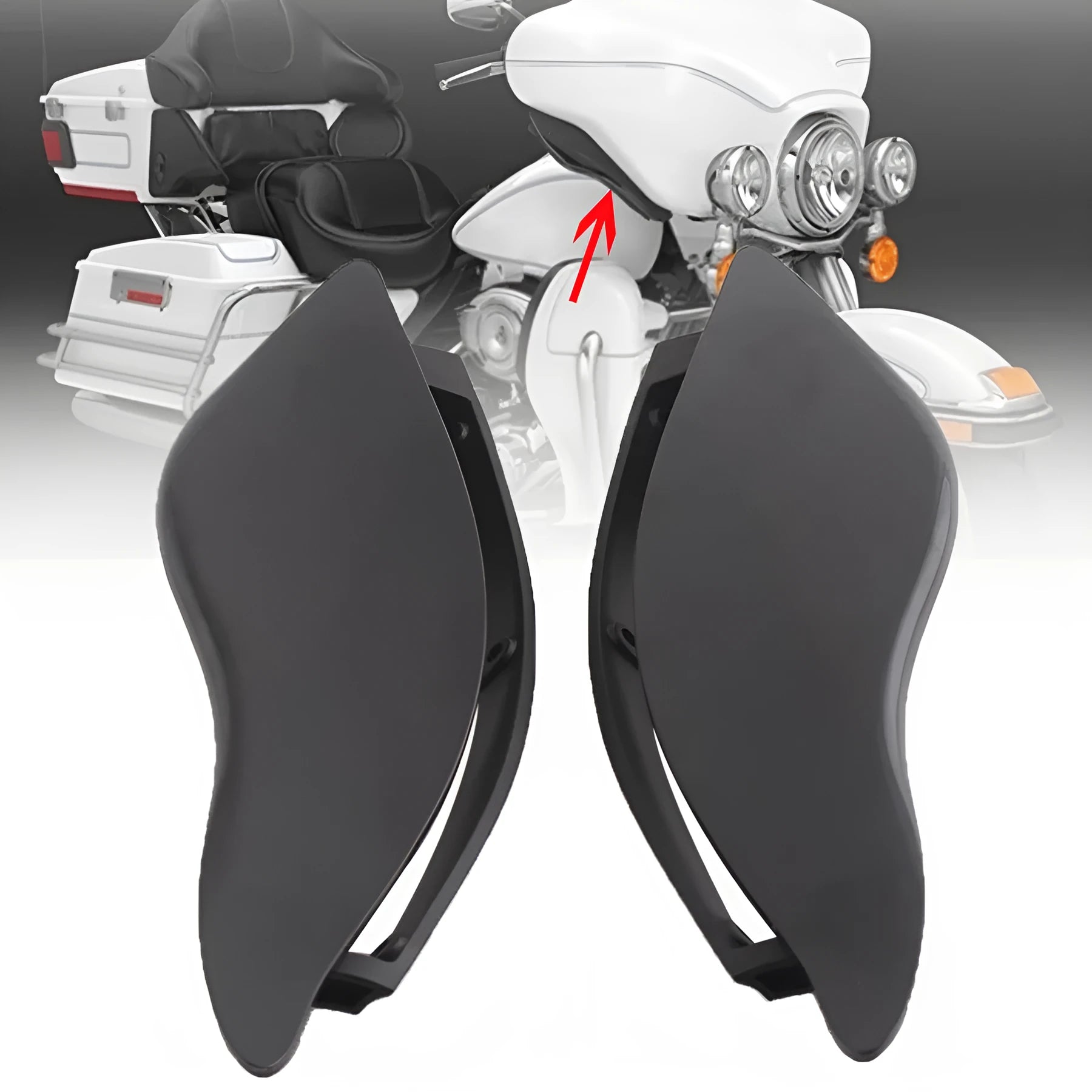 Harley-Davidson three-wheel motorcycle windscreen side wing replacement kit in ABS plastic