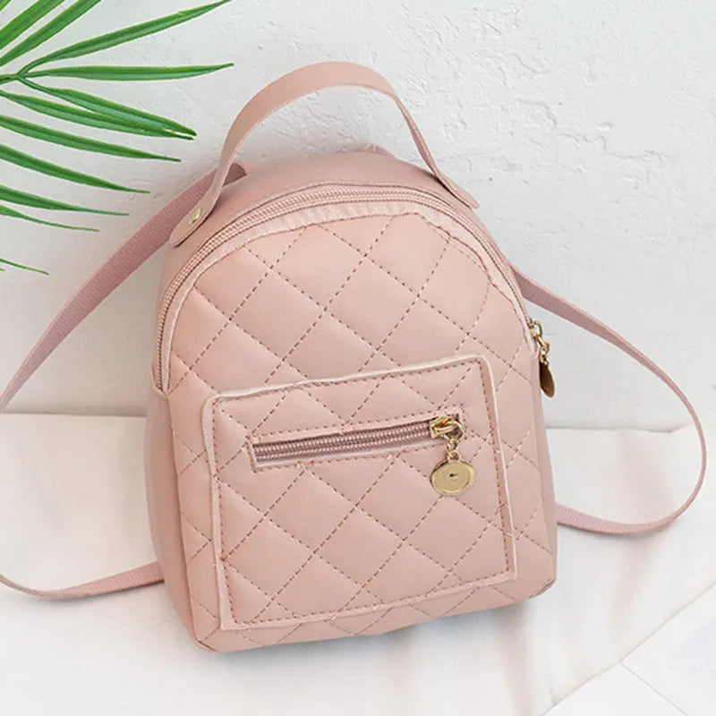 Korean style girls' embroidered PU backpack in white with hard shell construction and sandwich pocket