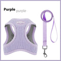 Waffle texture cloth dog harness with chest strap in brown green or purple colours