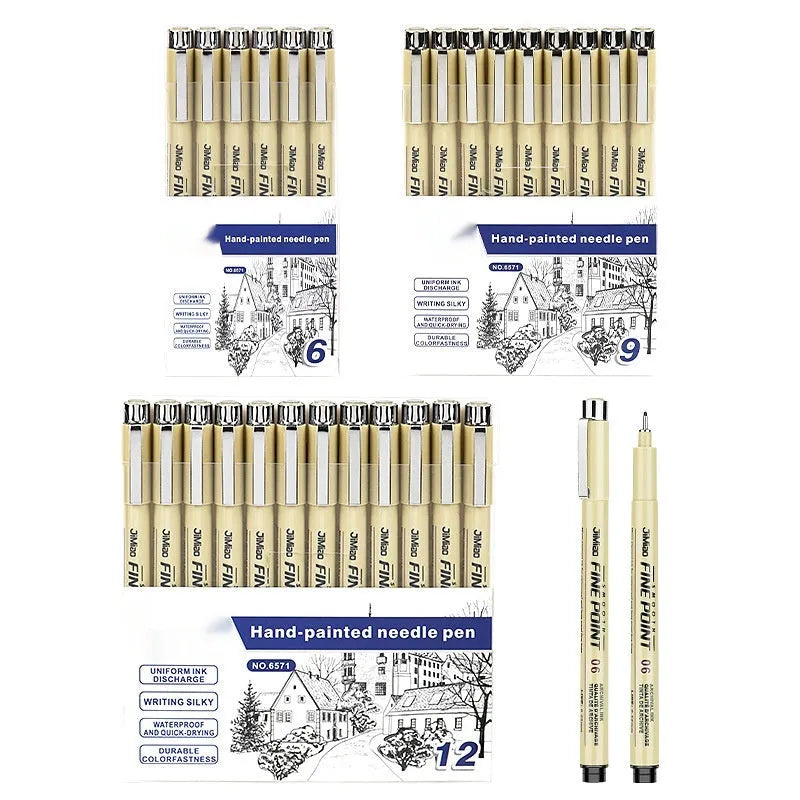 Waterproof syringe-style cartoon design drawing pen with black ink refill, 133mm plastic body