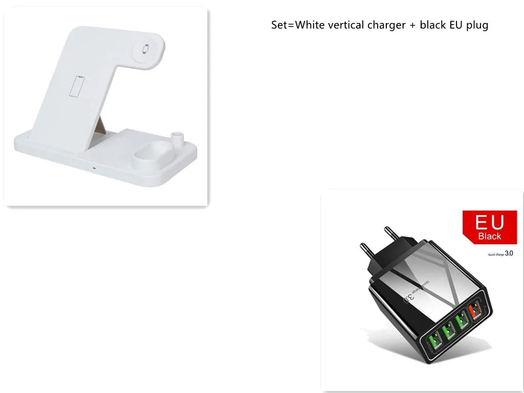4-in-1 wireless charging station with adjustable magnetic stand for phone and Apple Watch
