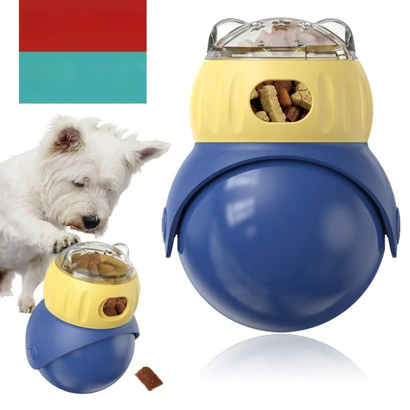 Owl design cat feeder tumbler puzzle toy in morandi yellow and blue colours