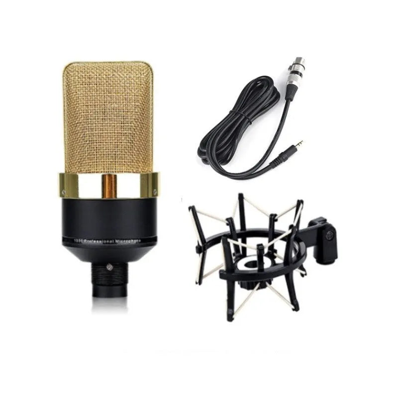 Wireless condenser microphone in champagne gold with cardioid pickup for singing and recording