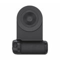Black 3-in-1 magnetic phone camera holder with ergonomic handle on a wooden table.