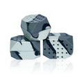 Two camouflage-pattern silicone jawline trainer balls in a transparent box.