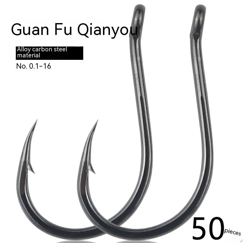 Bulk alloy carbon steel barbed crooked mouth fishing hooks with ring eye for sea rock fishing