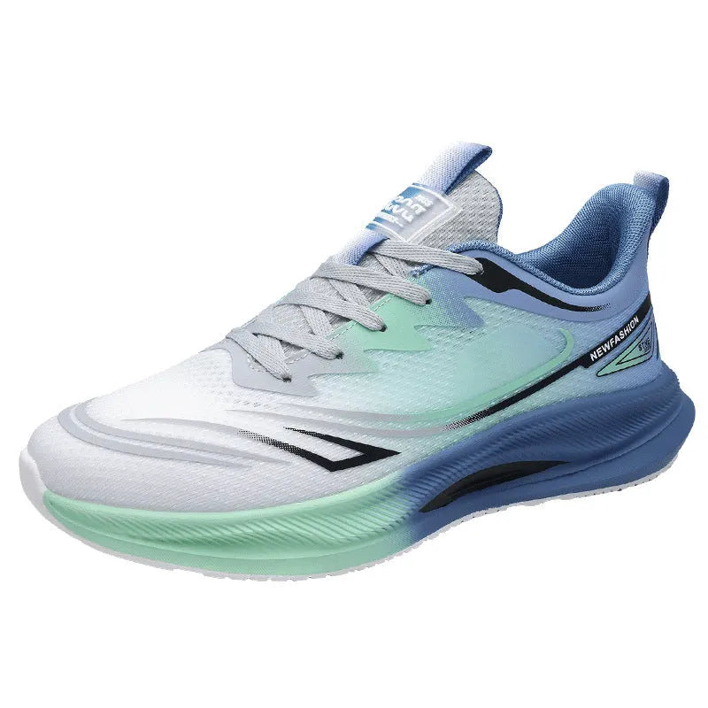 Men's casual low-top sneakers with woven mesh upper and rubber sole in black blue colour