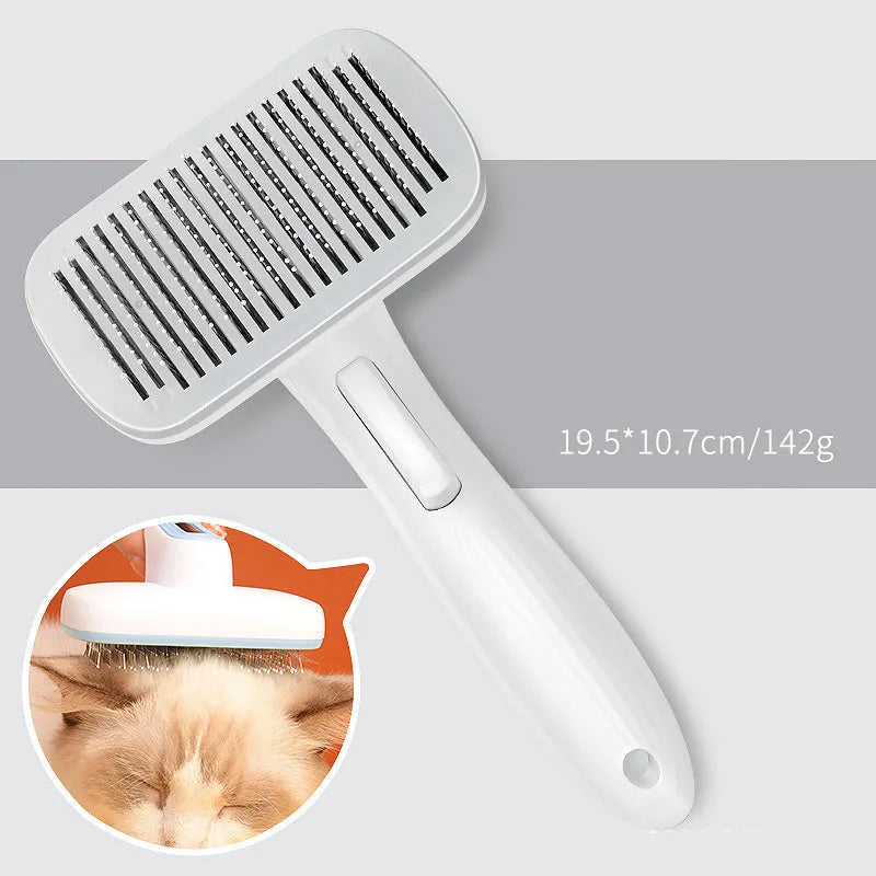 Pet automatic hair removal comb in blue, grey, green, or pink colour options