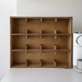 Solid wood square multi-layer grid cup storage rack in birch wood meridian colour