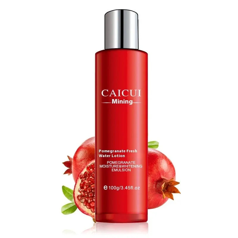 Pomegranate moisturizing skincare set with face wash toner lotion and cream in red packaging