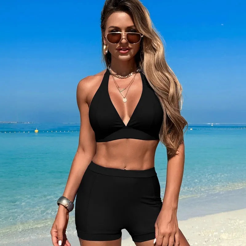 Women's split style bikini swimsuit in nylon fabric for swimming and hot springs