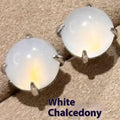 National fashion retro chalcedony stud earrings with geometric round egg surface design in three colour options