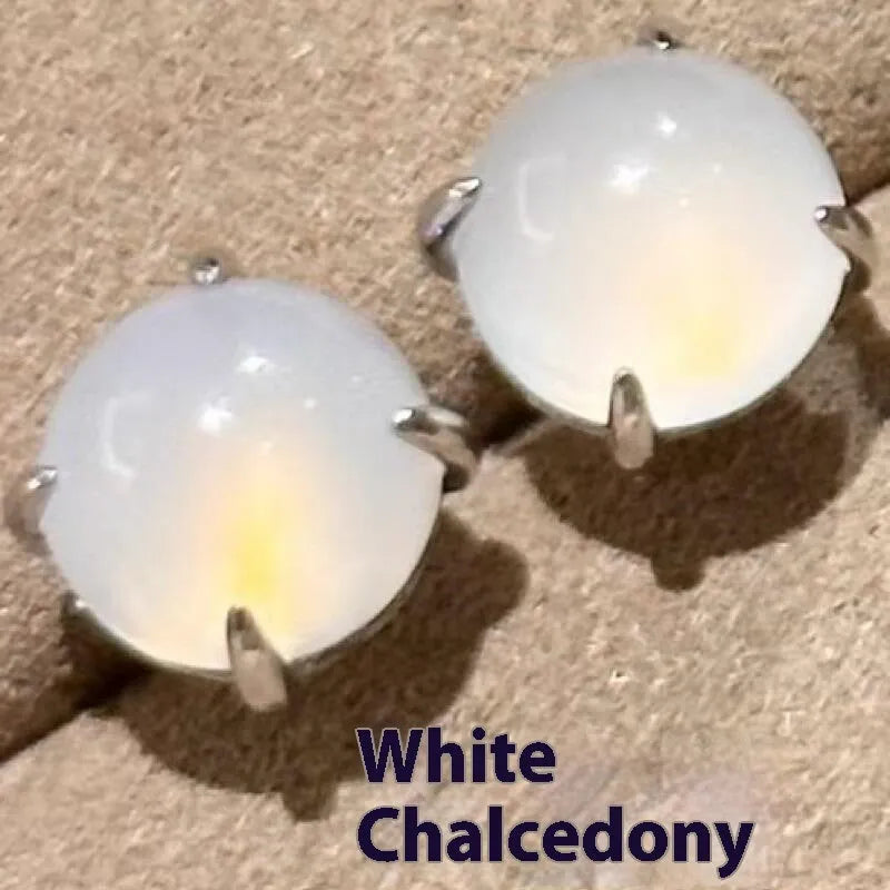 National fashion retro chalcedony stud earrings with geometric round egg surface design in three colour options