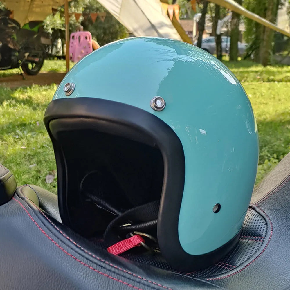 FRP retro-style half motorcycle helmet for electric bike commuting in multiple colour options