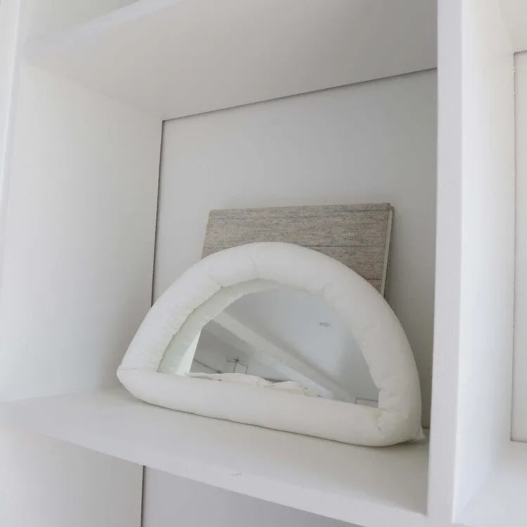 White hanging soft cotton-filled fabric mirror 23x40x5CM wall mounted modern simple style