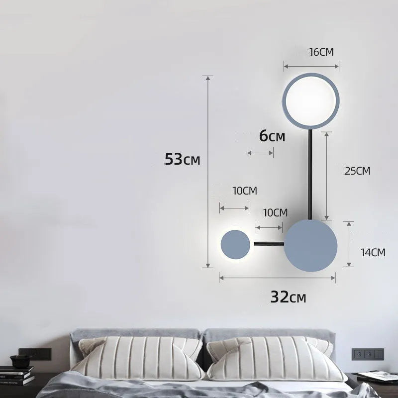 Contracted wall lamp with six heads, iron and acrylic construction, available in black finish mounted on a wall