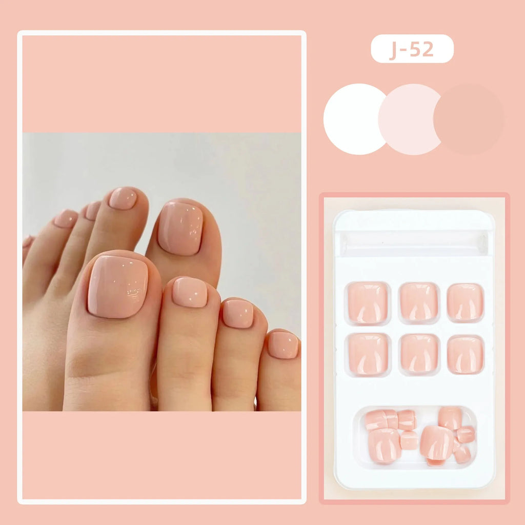 Toenail fashion stickers set in skin colour J-52 with adhesive glue for cosmetic foot enhancement