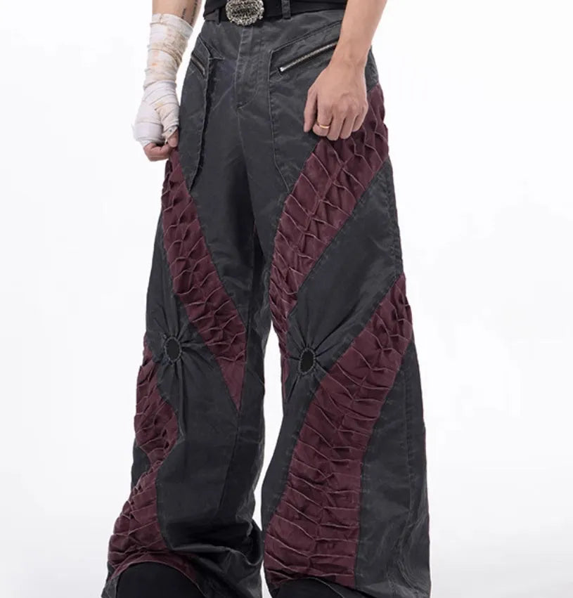 Retro three-dimensional keel casual pants in solid colour rayon fabric for men summer sports