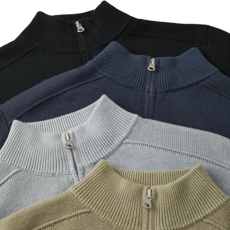 Thickened wool casual sweater for men, slim-fit pullover in six colours including black and light gray