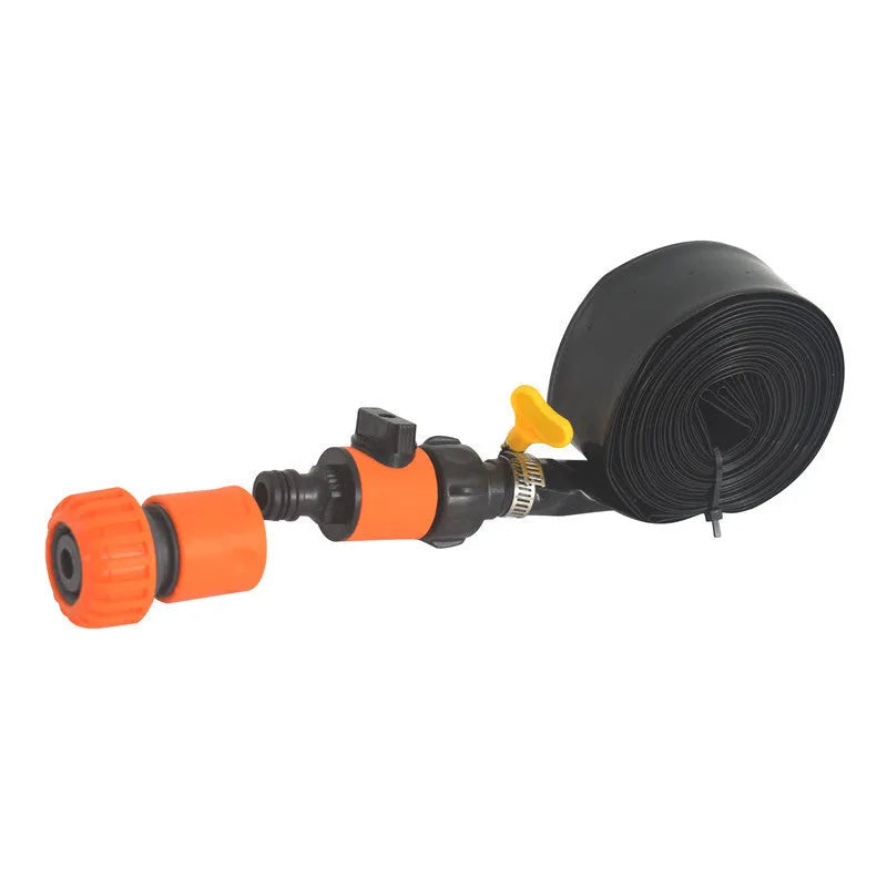 Portable garden sprinkler with solar water cooling in blue and orange colours