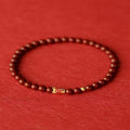 Natural raw ore cinnabar koi bracelet with gold ball, 4mm or 6mm bead size, national style, handmade