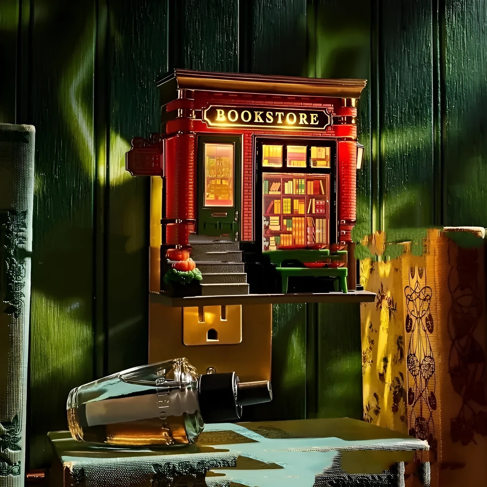 Christmas cartoon house resin ornament with small night lamp USB powered for festive decoration
