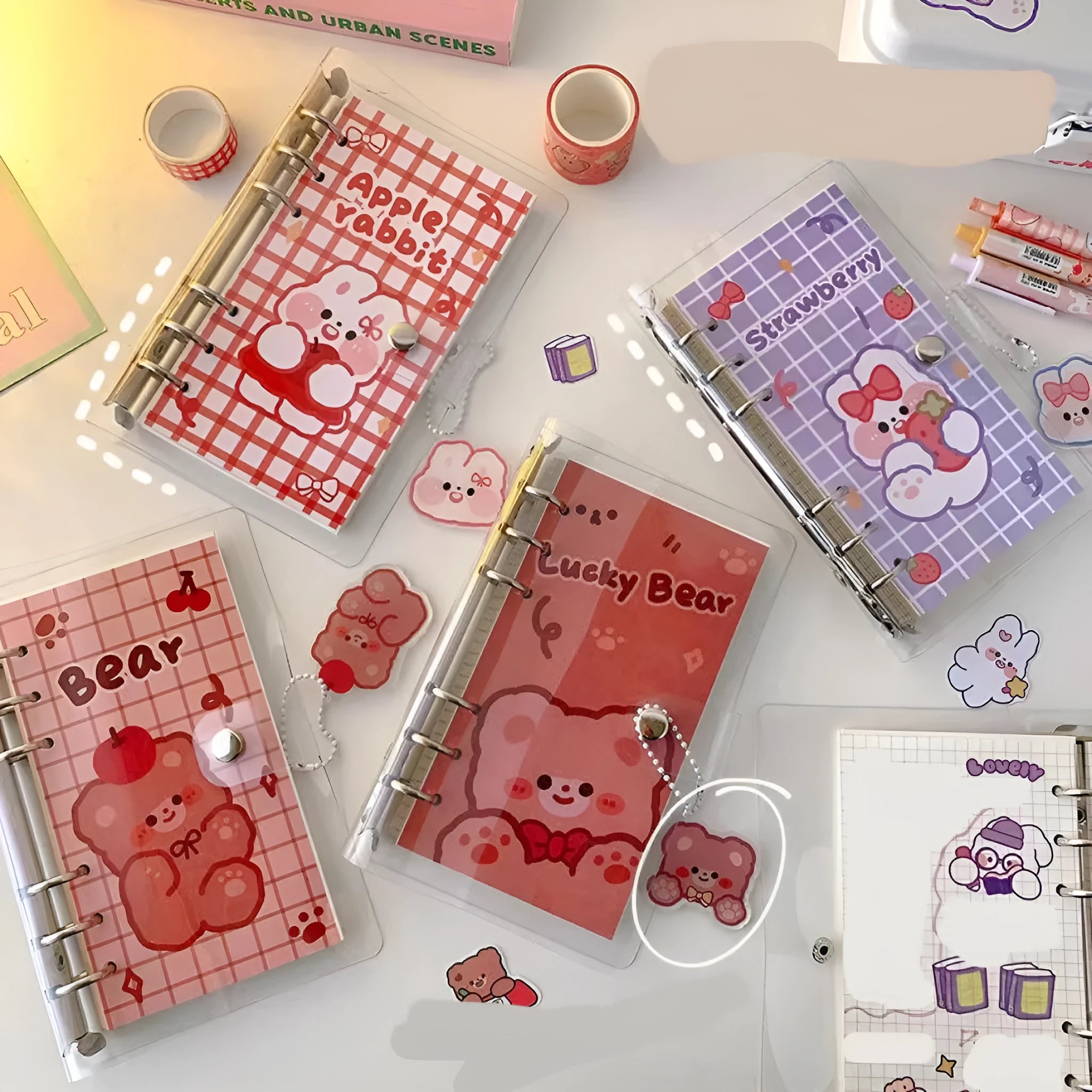 A6 loose-leaf notebook with heart cover, 80 pages of 70g double tape paper, 6-hole binding, 90x170mm