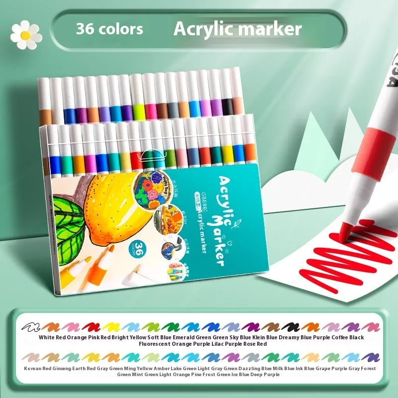 Acrylic marker pen sets in multiple colour options for student painting projects