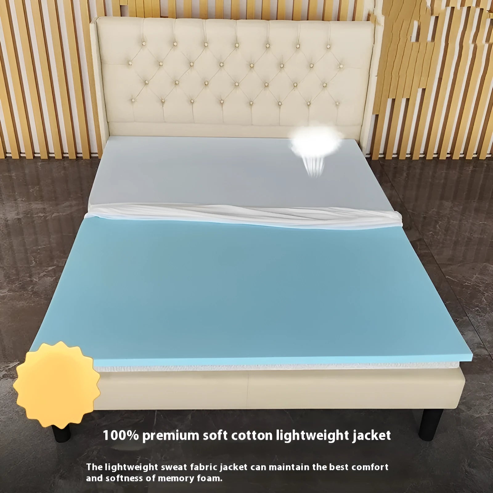 Gel memory cotton thin slow rebound tatami mat in artificial latex with regenerated cellulose fibre cover, available in 2cm 3cm 5cm thickness