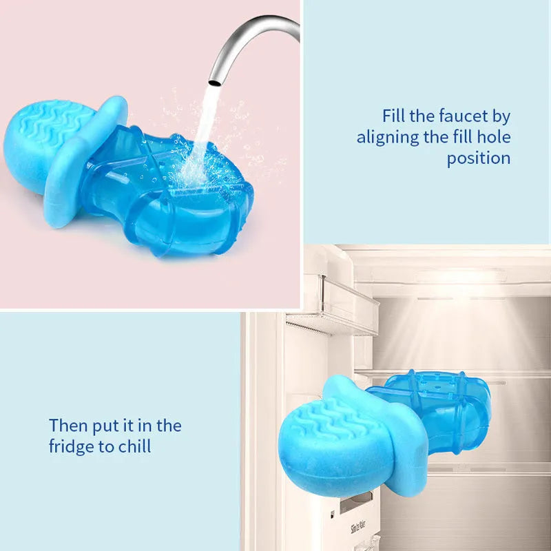 Summer ice cold dog cooling toy set with pacifier, popsicle, and ring shapes in assorted colours