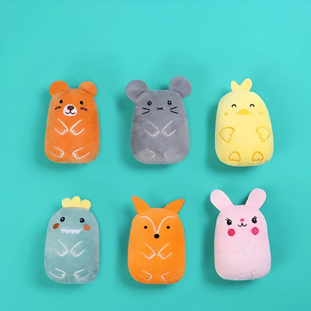 Teeth-grinding catnip toy plush interactive with vocal squeaker for cats brown colour 11x8x4.5cm