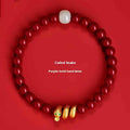 Handmade cinnabar snake zodiac bracelet with Chinese style design in 6mm or 8mm bead size
