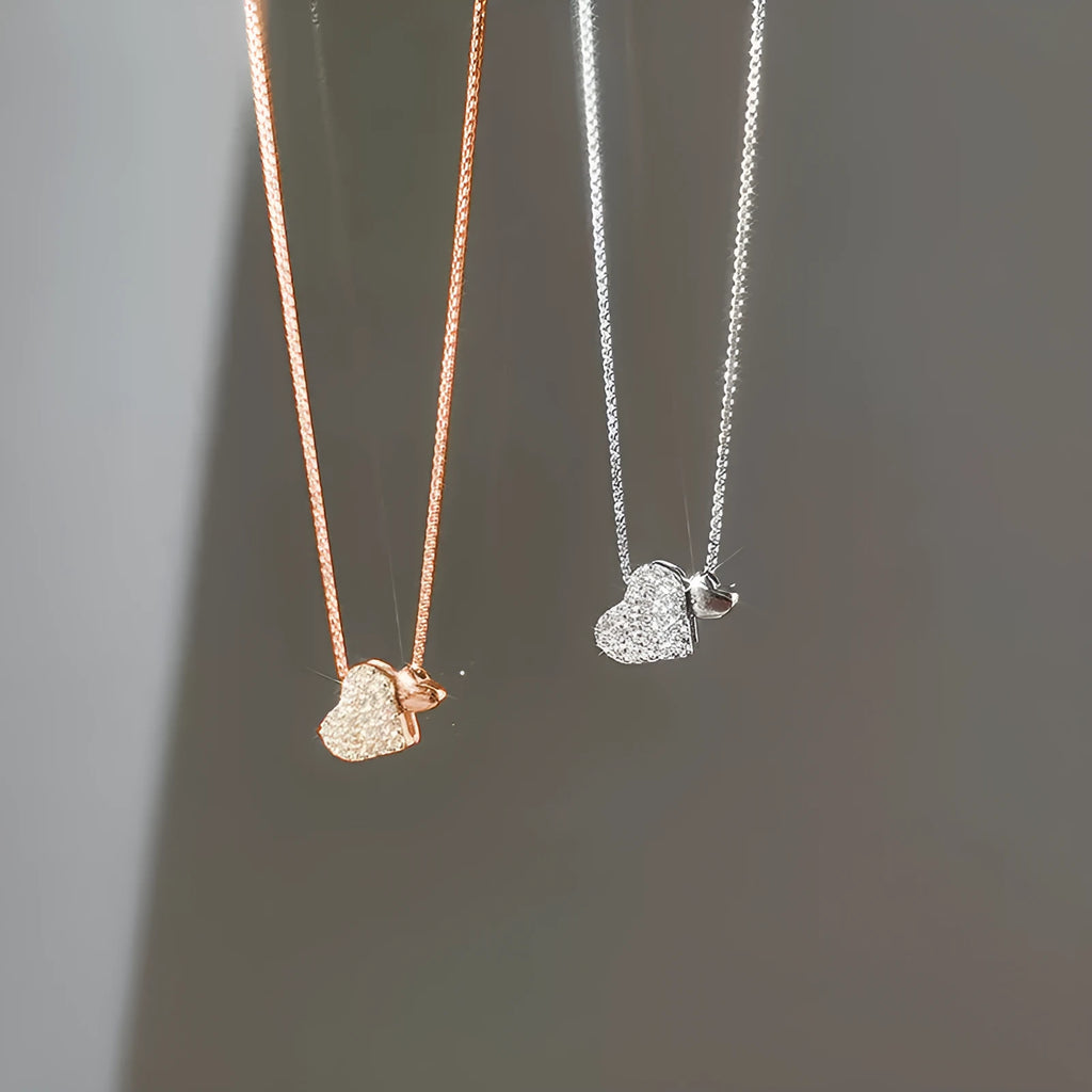 Double love necklace for women, copper geometric pendant with starry sky motif, clavicle chain, platinum finish