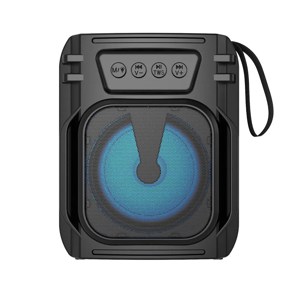 Portable Bluetooth speaker with compact dimensions measuring 110mm height by 87mm width by 137mm depth