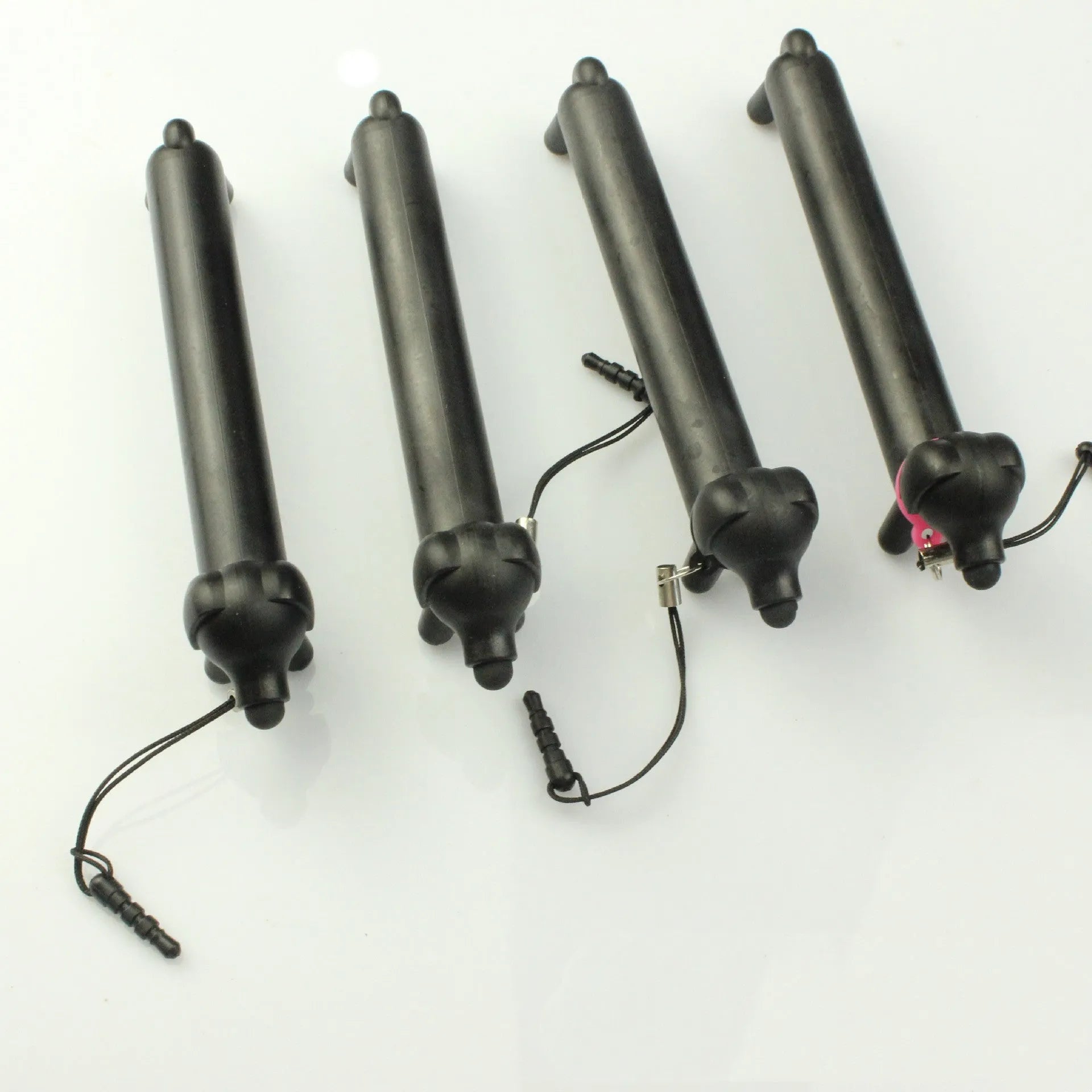 Long puppy shaped black conductive touch screen stylus 12cm length with carrying socket