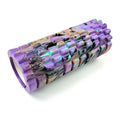 33cm long camouflage pattern EVA foam roller with 14cm diameter on a plain background.