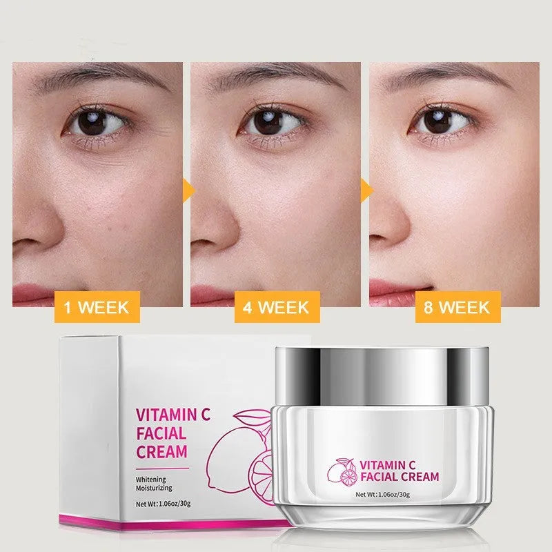 30g Vitamin C Face Cream jar with universal skin type labelling, showing compact 6 cm size.