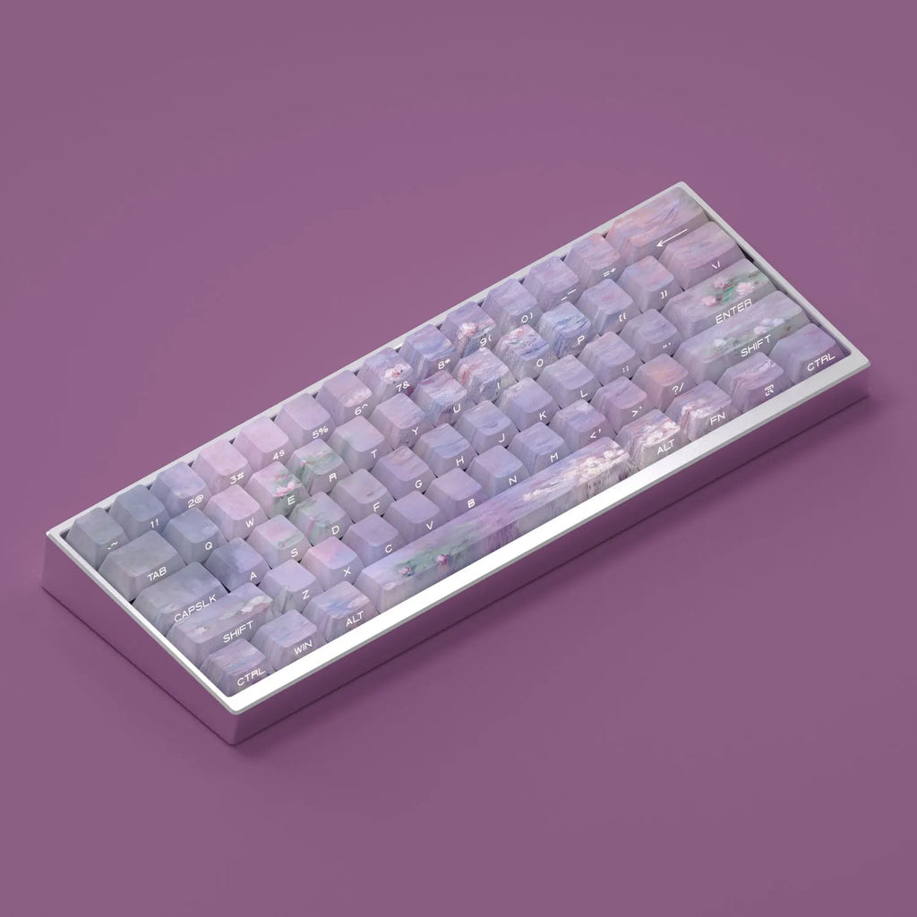 Wenshao Sleeping Lotus side carved PBT keycap set 130 keys OEM profile with backlight visible through side engraving