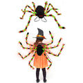 Halloween spider backpack with LED lights in plush sugar bag material showing colour options
