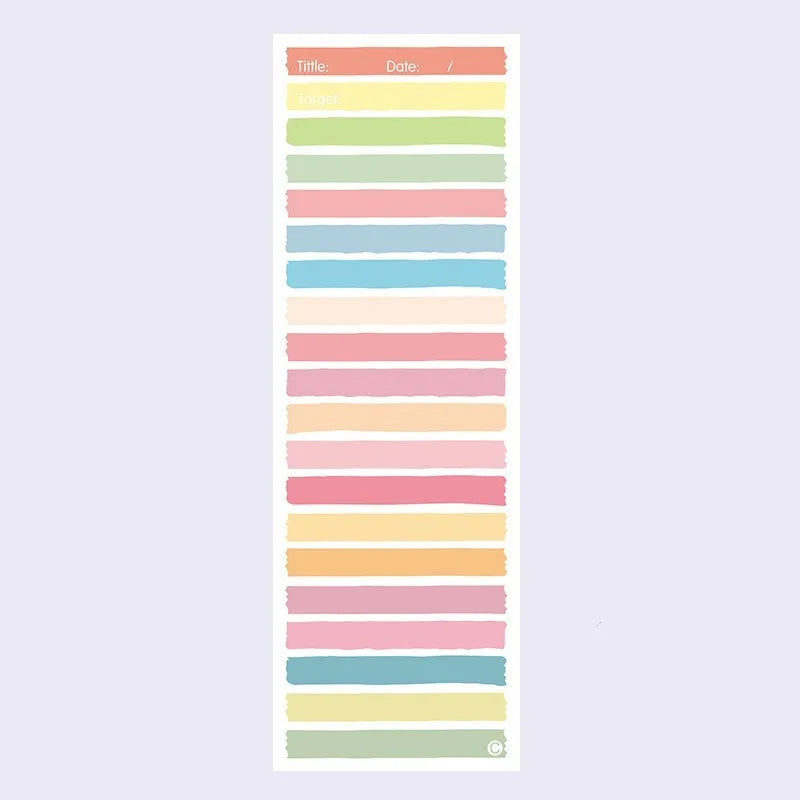 Colourful cartoon student notepad with plastic storage box showing sticky note paper inside