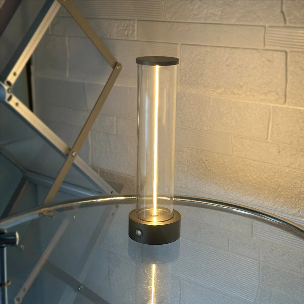 Modern glass LED light strip with magnetic base measuring 53mm by 234mm