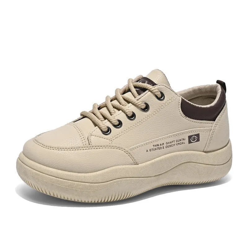 Women's white Korean style pumps with cross straps and lace-up design showing round toe and mid heel